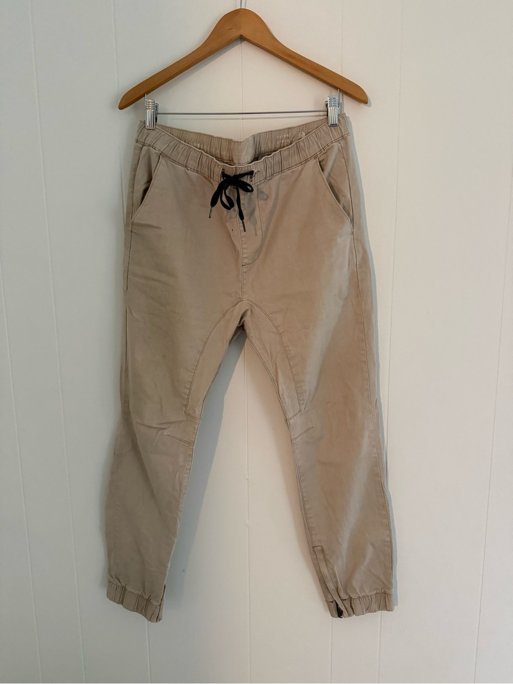 Bullhead Khaki Jogger Pants with Black Drawstring